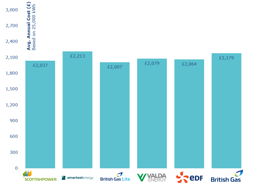 Business Gas Supplier Annual Costs March 2025