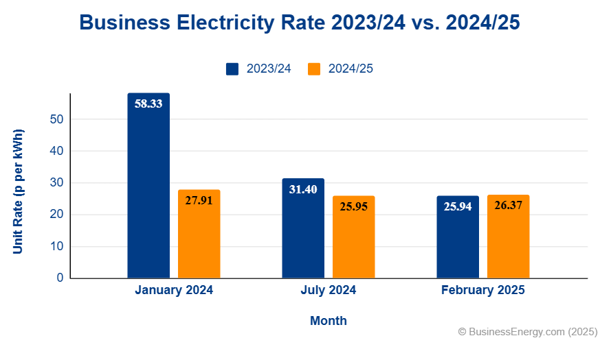 Business Electricity Prices Jan 2024 Feb 2025