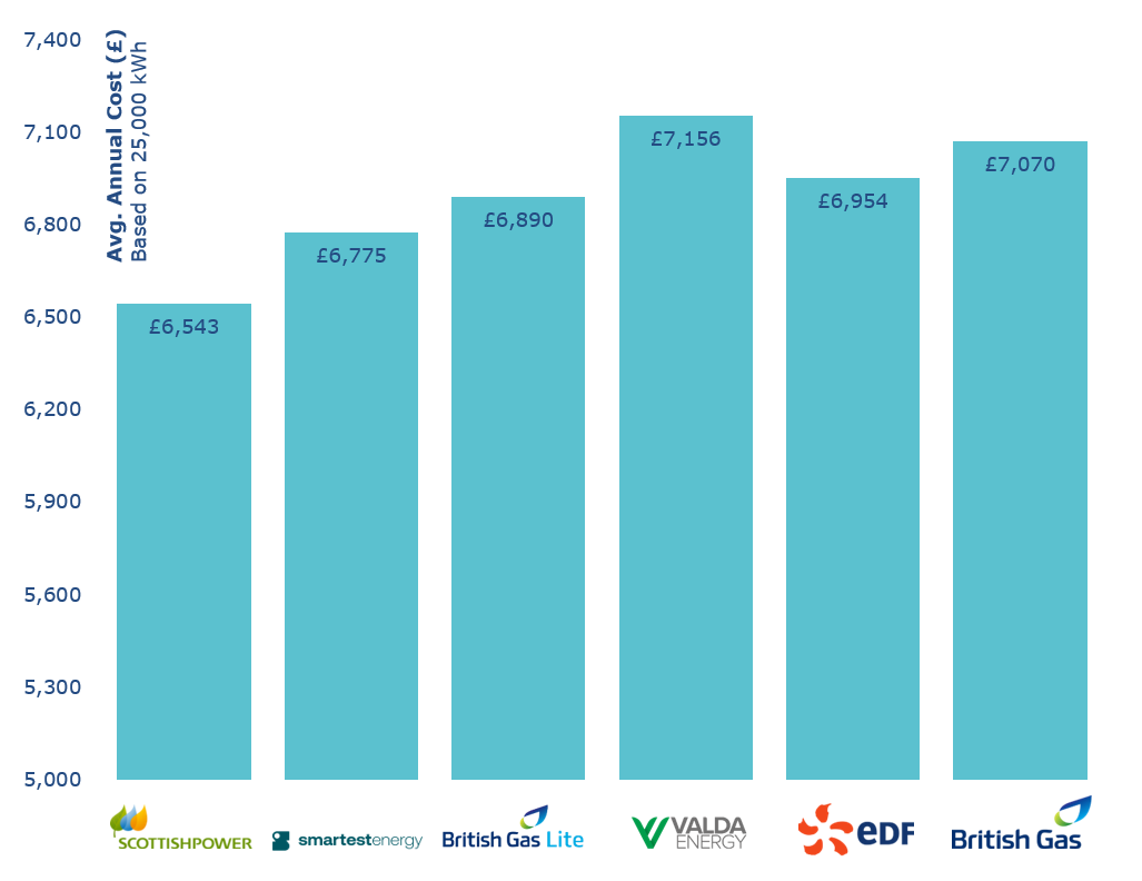 Business Electricity Supplier Annual Prices March 2025